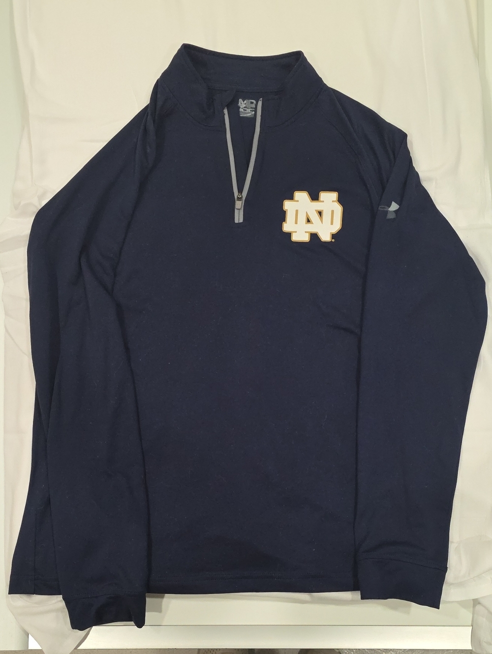 Notre Dame Under Armour Navy Quarter-Zip with Gold ND Logo